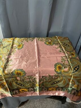 Pink Paisley Floral Scarf head wrap Table cloth